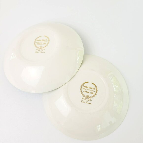 Lifetime China Homer Laughlin Soup Bowl Gold Crown Aqua Boarder Gold Scrolls MCM - Picture 7 of 13